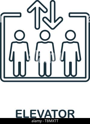 Elevator icon. Thin line outline style from shopping center sign icons collection. Premium elevator icon for design, apps, software and more. Stock Vector
