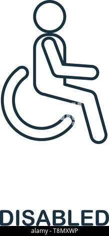 Disabled icon. Thin line outline style from shopping center sign icons collection. Premium disabled icon for design, apps, software and more. Stock Vector