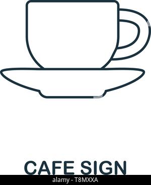 Cafe Sign icon. Thin line outline style from shopping center sign icons collection. Premium cafe sign icon for design, apps, software and more. Stock Vector
