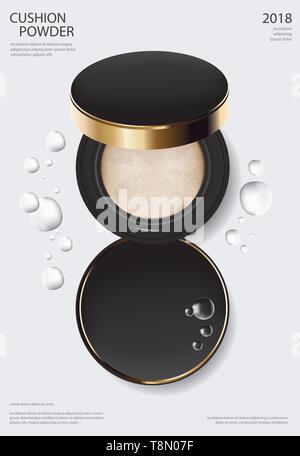 Makeup Powder Cushion Poster Template Vector Illustration Stock Vector