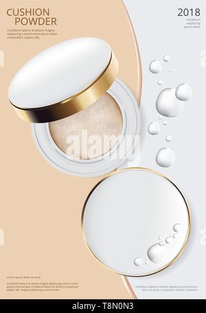 Makeup Powder Cushion Poster Template Vector Illustration Stock Vector