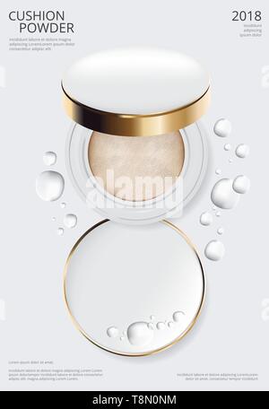 Makeup Powder Cushion Poster Template Vector Illustration Stock Vector