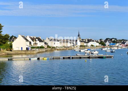 France, Morbihan, Gulf of Morbihan, Regional Natural Park of the Gulf of Morbihan, Locmariaquer, port of Locmariaquer Stock Photo