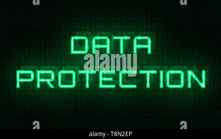 Binary code with the words Data protection in the center Stock Photo