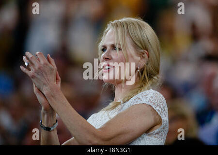 Nicole Kidman with husband Keith Urban watching a match on center court at the 2019 Australian Open. Stock Photo