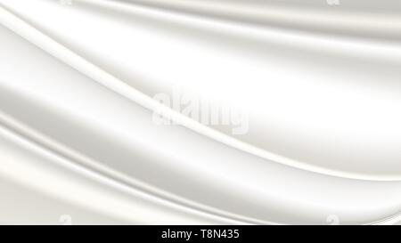 Vector realistic drapery of bright yellow fabric. Decorative background of white silk. Stock Vector