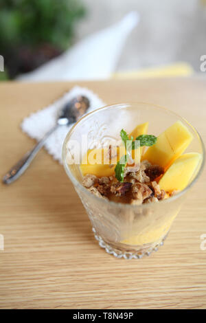 Scoops of mango ice cream fruit Stock Photo