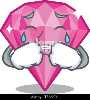 Fishing pink diamond in mascot shape Royalty Free Vector