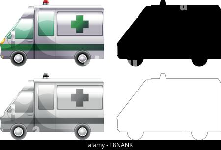 Set of ambulance car illustration Stock Vector