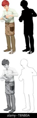 Set of barista character illustration Stock Vector