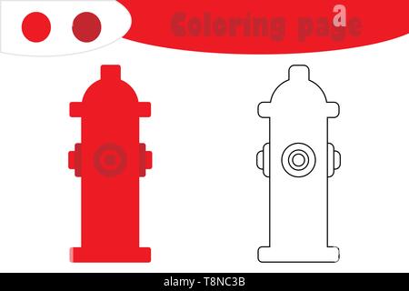 Hydrant in cartoon style, coloring page, education paper game for the development of children, kids preschool activity, printable worksheet, vector Stock Vector