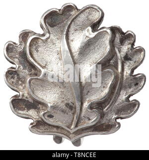 Oak Leaves to the Knight's Cross of the Iron Cross '900' hallmarked silver in the characteristic style of the C.E. Juncker firm in Berlin, in the early issue without the L/12 recognition mark of the LDO. As the first official producer of the Knight's Cross of the Iron Cross, following the institution of the Oak Leaves in June 1940, the Juncker firm also produced this highest award for bravery. Until the introduction of the numbering system of the Administration of German Orders Manufacturers (LDO) in the spring of 1941 and the hallmark L/12, these pieces were obtainable thr, Editorial-Use-Only Stock Photo