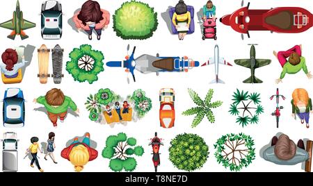 Set of aerial garden view illustration Stock Vector