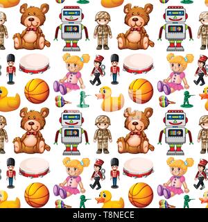 Seamless pattern of toys illustration Stock Vector