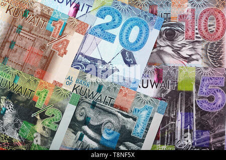 Full set of Kuwaiti money, a business background Stock Photo