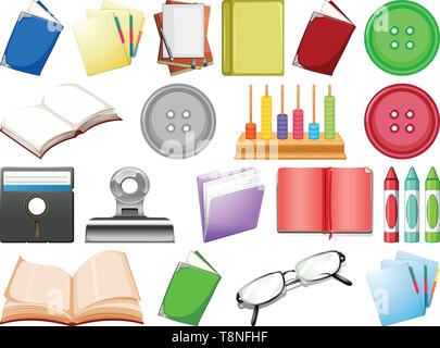 Set of stationary object illustration Stock Vector