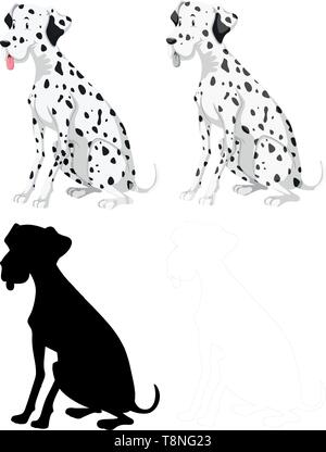 Set of dalmation dogs illustration Stock Vector