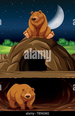 Bear at the cave illustration Stock Vector