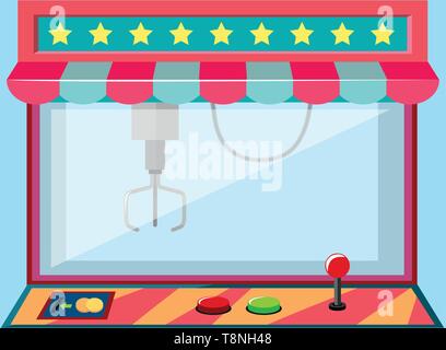 A claw crane machine game illustration Stock Vector