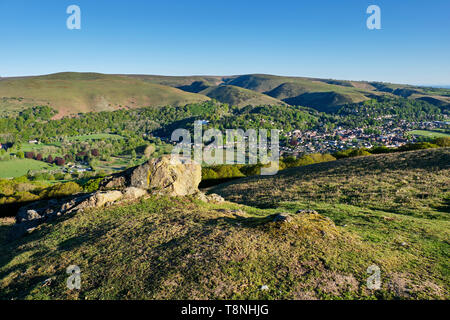 Church Stretton and the Long Mynd seen from Ragleth Hill, Church Stretton, Shropshire Stock Photo