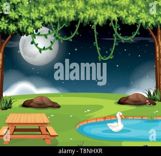 A park scene at night illustration Stock Vector Image & Art - Alamy