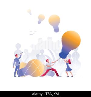 Business people meeting and brainstorming and search, find and hunt new ideas, solutions and opportunities.  Vector concept illustration. Stock Vector