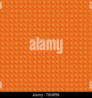 Orange plastic construction block plate seamless pattern flat design vector background Stock Vector