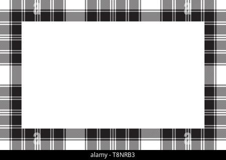 Border frame vector vintage background. Plaid pattern fabric texture. Tartan ribbon collage photo frames in retro style. Stock Vector