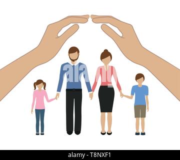 keep hands over the family insurance concept vector illustration EPS10 Stock Vector