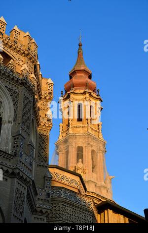 Spain, Aragon Region, Zaragoza Province, Zaragoza, La Seo, San Salvador Cathedral, listed as World Heritage by UNESCO Stock Photo