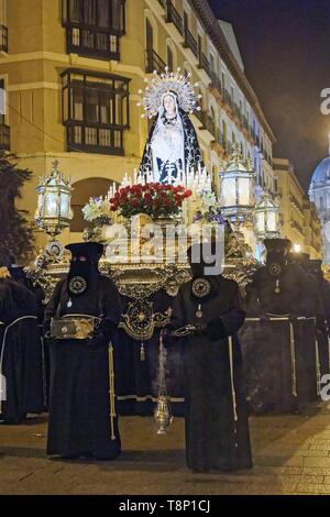 Spain, Aragon Region, Zaragoza Province, Zaragoza, Religious float being carried through the streets during Semana Santa, (Holy Week) celebrations Stock Photo