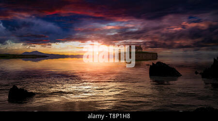 Porth Cwyfan, The Church in the Sea. Stock Photo