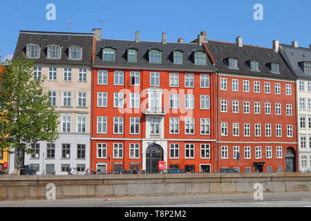 Copenhagen, Denmark - Jun 09, 2012: Houses on Nybrogade Street Stock Photo