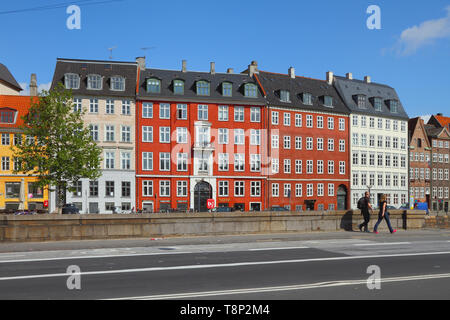 Copenhagen, Denmark - Jun 09, 2012: Highway and houses on Nybrogade Street Stock Photo