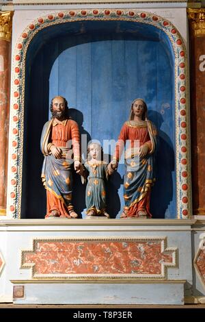 France, Finistere, Chateauneuf du Faou, Moustoir chapel, the altarpiece of the Holy Family Stock Photo