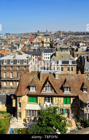 France, Seine Maritime, Pays de Caux, Cote d'Albatre, Dieppe, the Saint Remy church and Saint Jacques church in the background Stock Photo