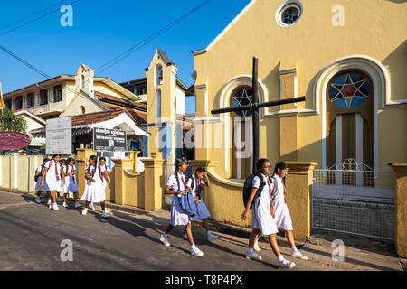 Sri Lanka, Southern province, Matara, Matara Fort, school girls Stock Photo