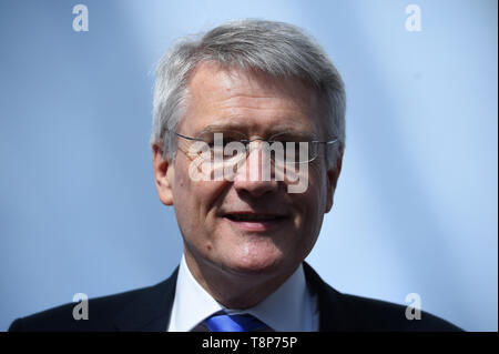 Secretary of state for transport Andrew Jones speaks at the launch at LNER's new Azuma trains, at King's Cross station in London. Stock Photo
