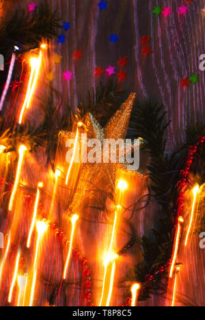 Christmas stars with traces of light concept Stock Photo
