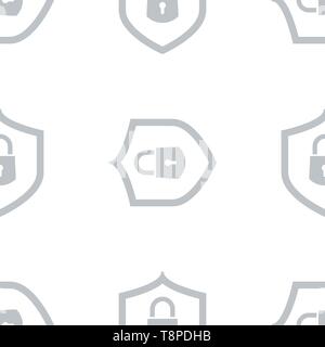 Vector Cyber attack security pattern seamless with shield and keylock. Stock Vector