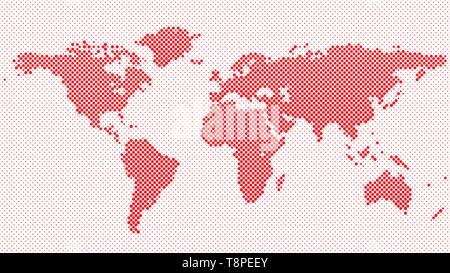 Halftone world map background - vector graphic with circles Stock Vector