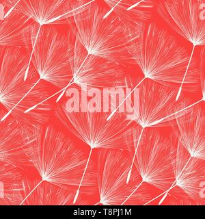 Seamless background with flying dandelion seeds. Suitable for fabric, paper, wallpaper. Vector texture Stock Vector