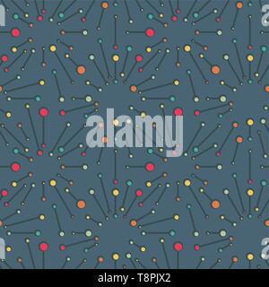Abstract seamless pattern with rays and lines on colored background. Simple vector ornament for textile, wrapping paper, prints, fabric, wallpaper, we Stock Vector