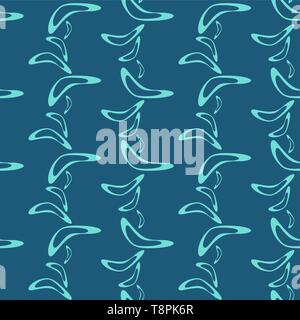 Simple seamless pattern with hand drawn flying boomerangs. Soft design in dark shades for textile, wrapping paper, prints, fabric, wallpaper, web etc. Stock Vector