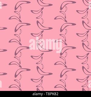 Simple seamless pattern with hand drawn flying boomerangs. Soft design in pale shades for textile, wrapping paper, prints, fabric, wallpaper, web etc. Stock Vector