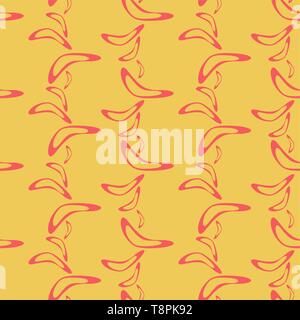 Simple seamless pattern with hand drawn flying boomerangs. Soft design in pale shades for textile, wrapping paper, prints, fabric, wallpaper, web etc. Stock Vector