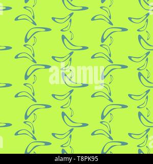 Simple seamless pattern with hand drawn flying boomerangs. Soft design in pale shades for textile, wrapping paper, prints, fabric, wallpaper, web etc. Stock Vector