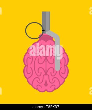Smart Computer with brains isolated. Brain in PC Cartoon Style. data ...
