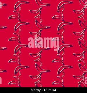 Simple seamless pattern with hand drawn flying boomerangs. Soft design in vivid shades for textile, wrapping paper, prints, fabric, wallpaper, web etc Stock Vector