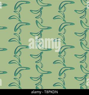 Simple seamless pattern with hand drawn flying boomerangs. Soft design in pale shades for textile, wrapping paper, prints, fabric, wallpaper, web etc. Stock Vector